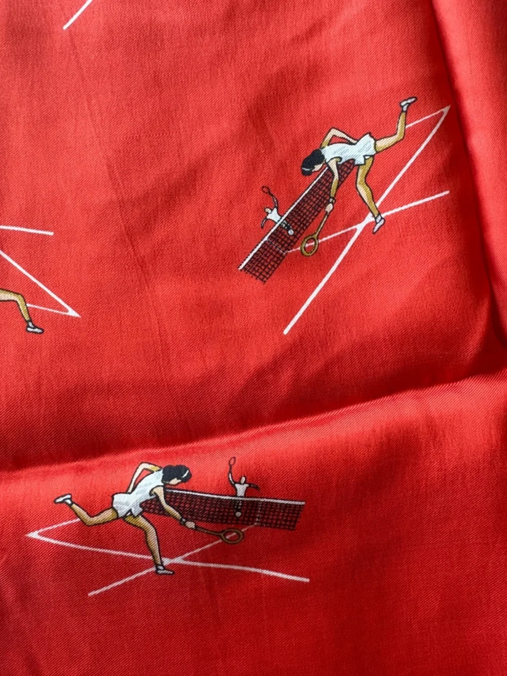 Vintage Echo Tennis Silk Scarf | Country Club Preppy Tennis Motif Chic Glam